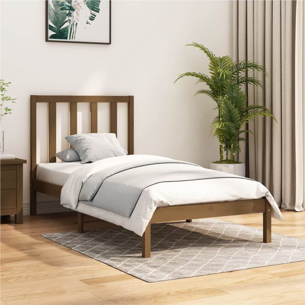 

Bed Frame Honey Brown Solid Wood Pine 90x190 cm 3FT Single