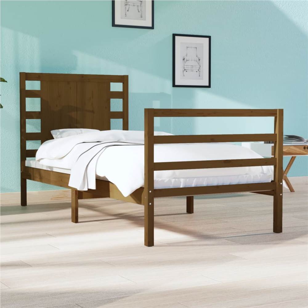 

Bed Frame Honey Brown Solid Wood Pine 90x190 cm 3FT Single