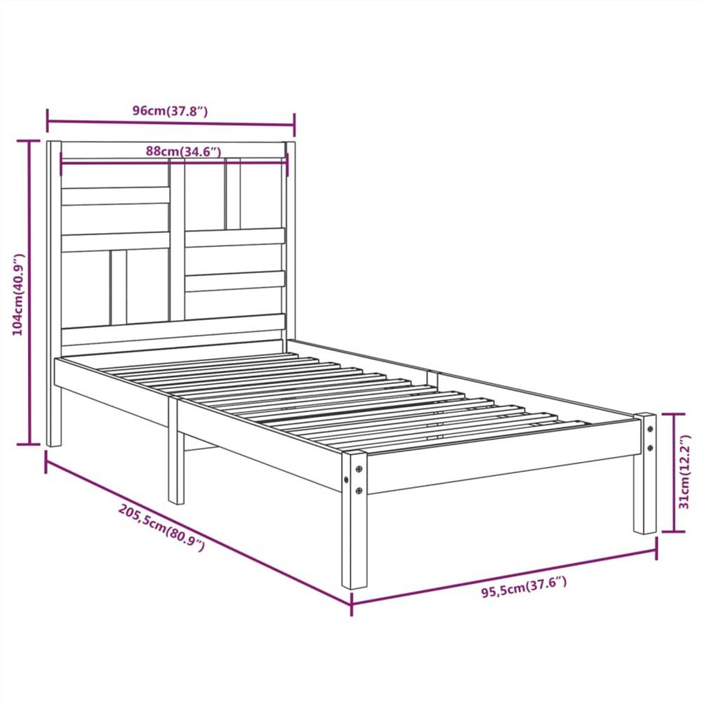 Bed Frame Solid Wood 90x200 cm