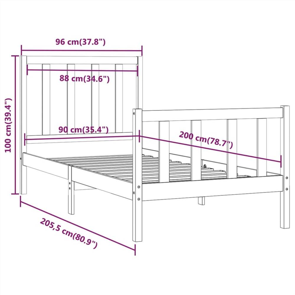 Bed Frame Solid Wood 90x200 cm
