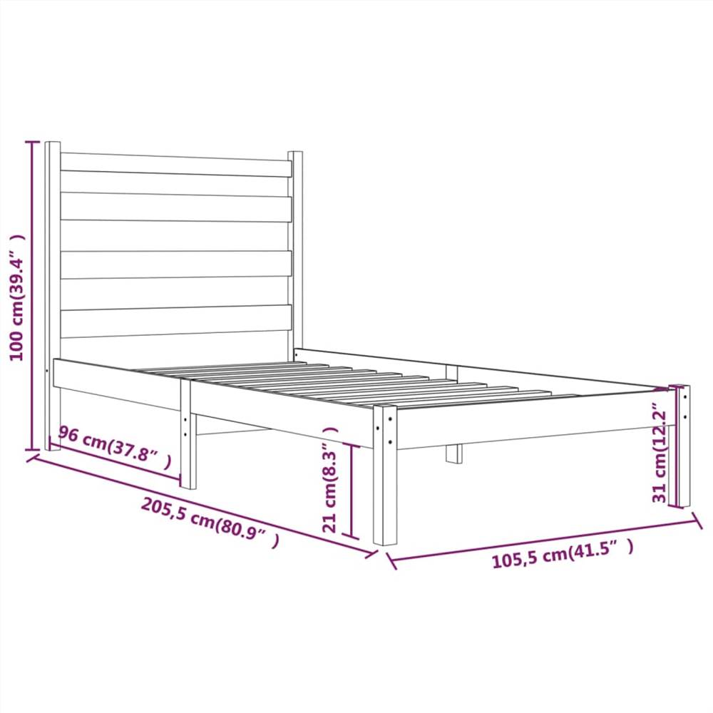 Bed Frame Solid Wood Pine 100x200 cm