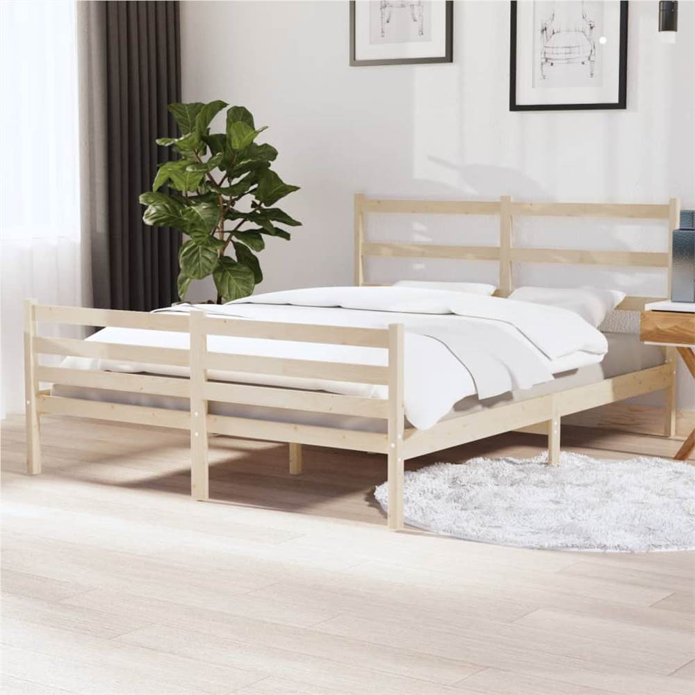 

Bed Frame Solid Wood Pine 150x200 cm 5FT King Size