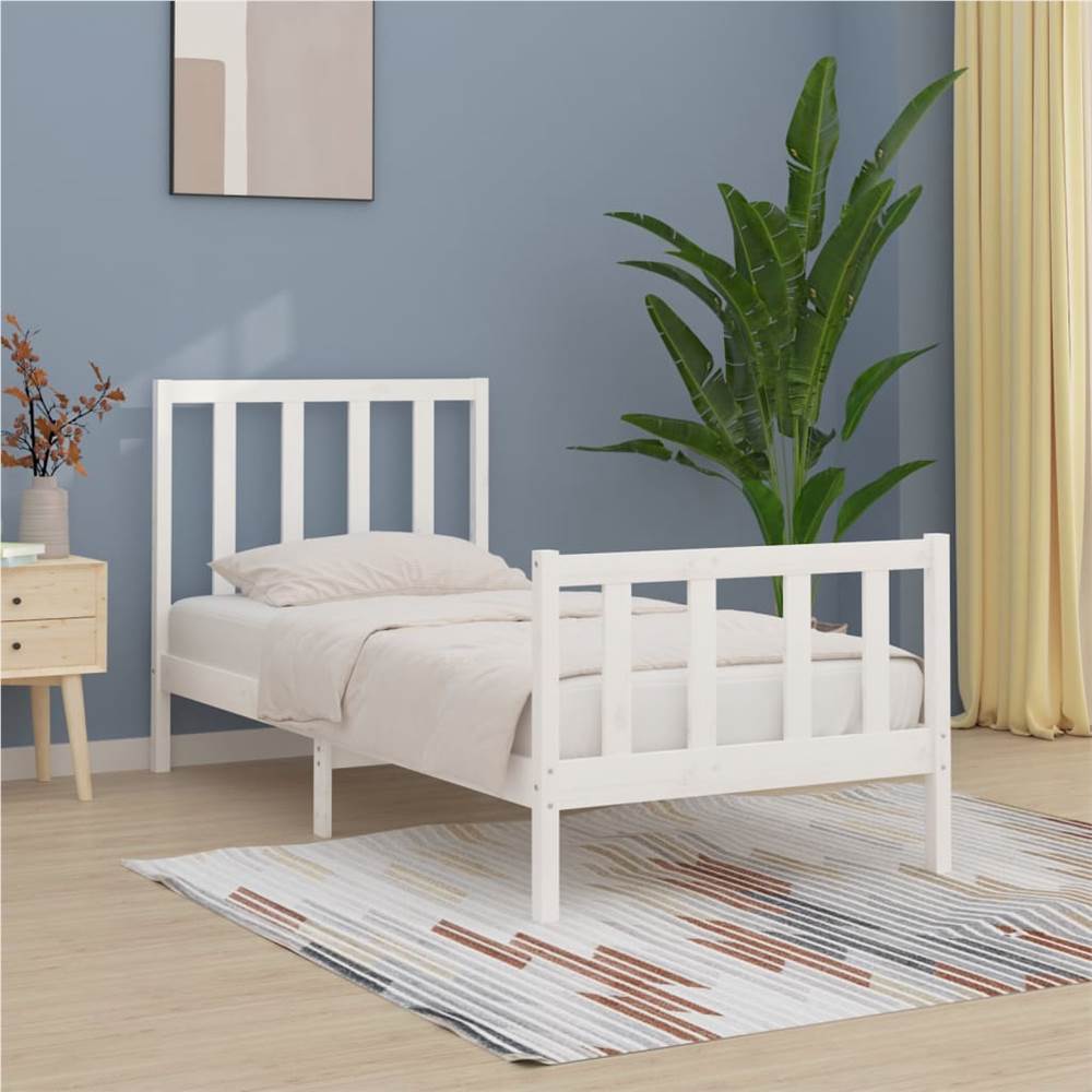 

Bed Frame White Solid Wood 100x200 cm