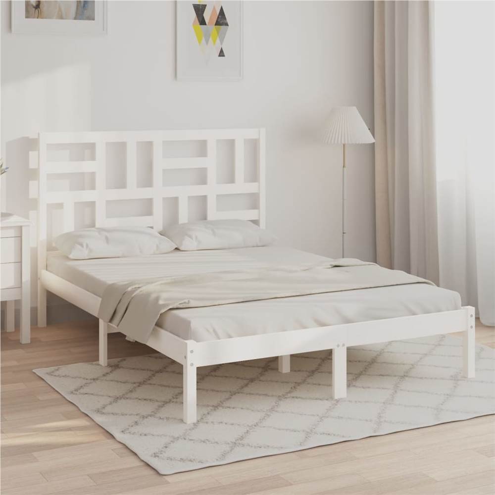 Bed Frame White Solid Wood 140x190 cm
