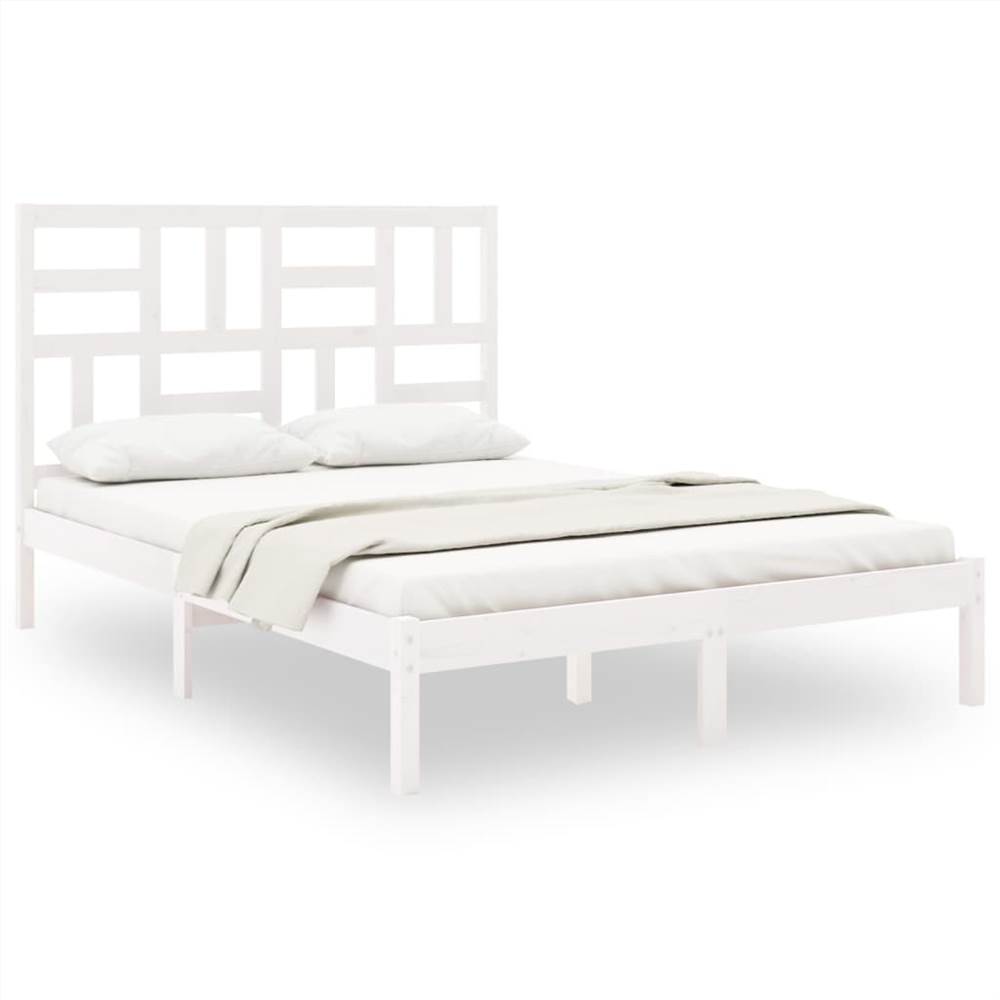 Bed Frame White Solid Wood 140x190 cm