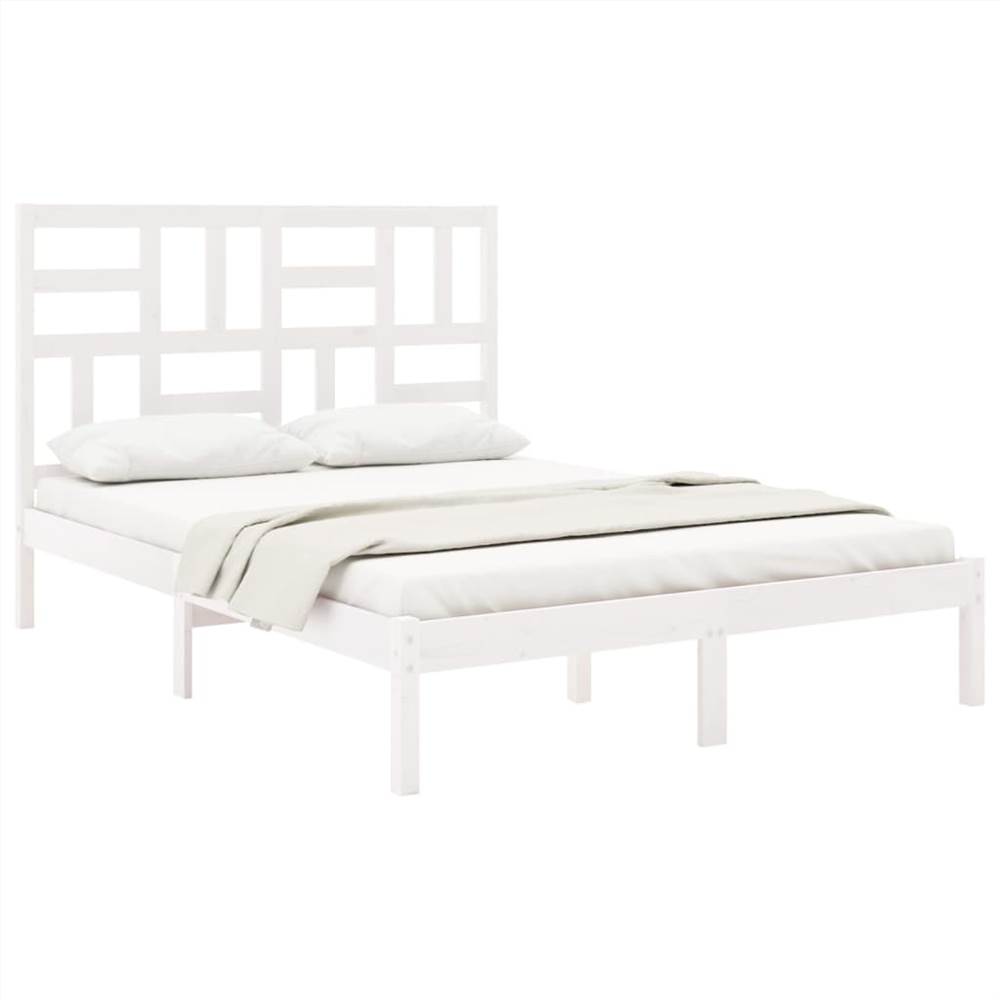 Bed Frame White Solid Wood 140x190 cm