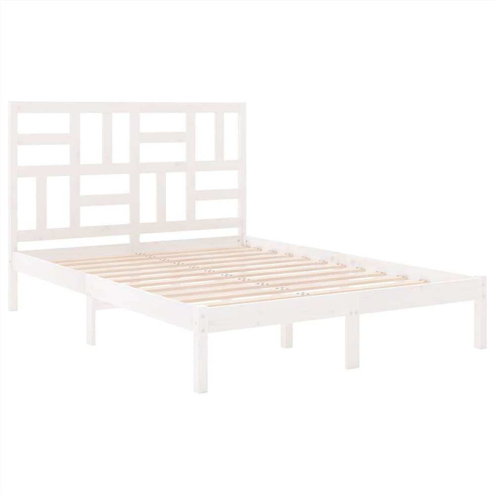 Bed Frame White Solid Wood 140x190 cm