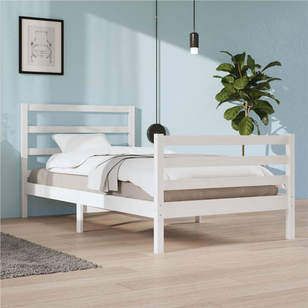 

Bed Frame White Solid Wood Pine 100x200 cm