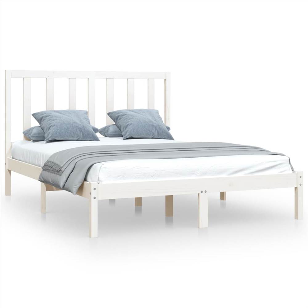 Bed Frame White Solid Wood Pine 120x190 cm 4FT Small Double