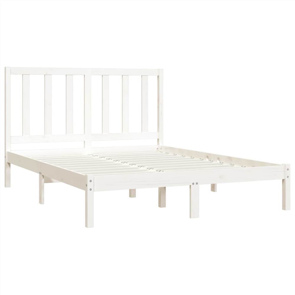 Bed Frame White Solid Wood Pine 120x190 cm 4FT Small Double