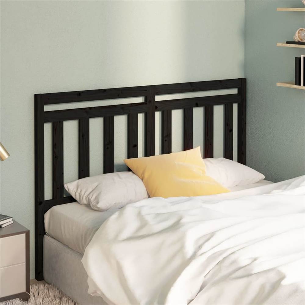 

Bed Headboard Black 140x4x100 cm Solid Wood Pine