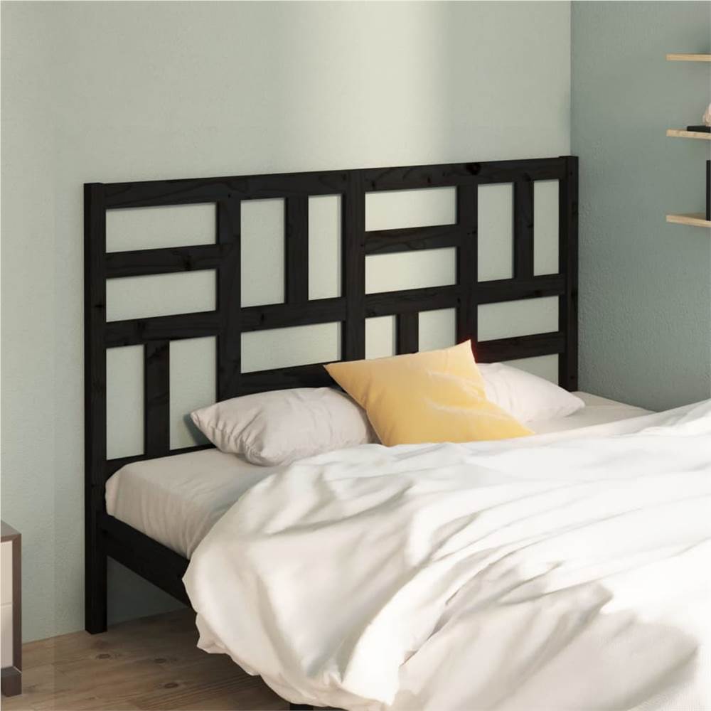 Bed Headboard Black 166x4x104 cm Solid Wood Pine