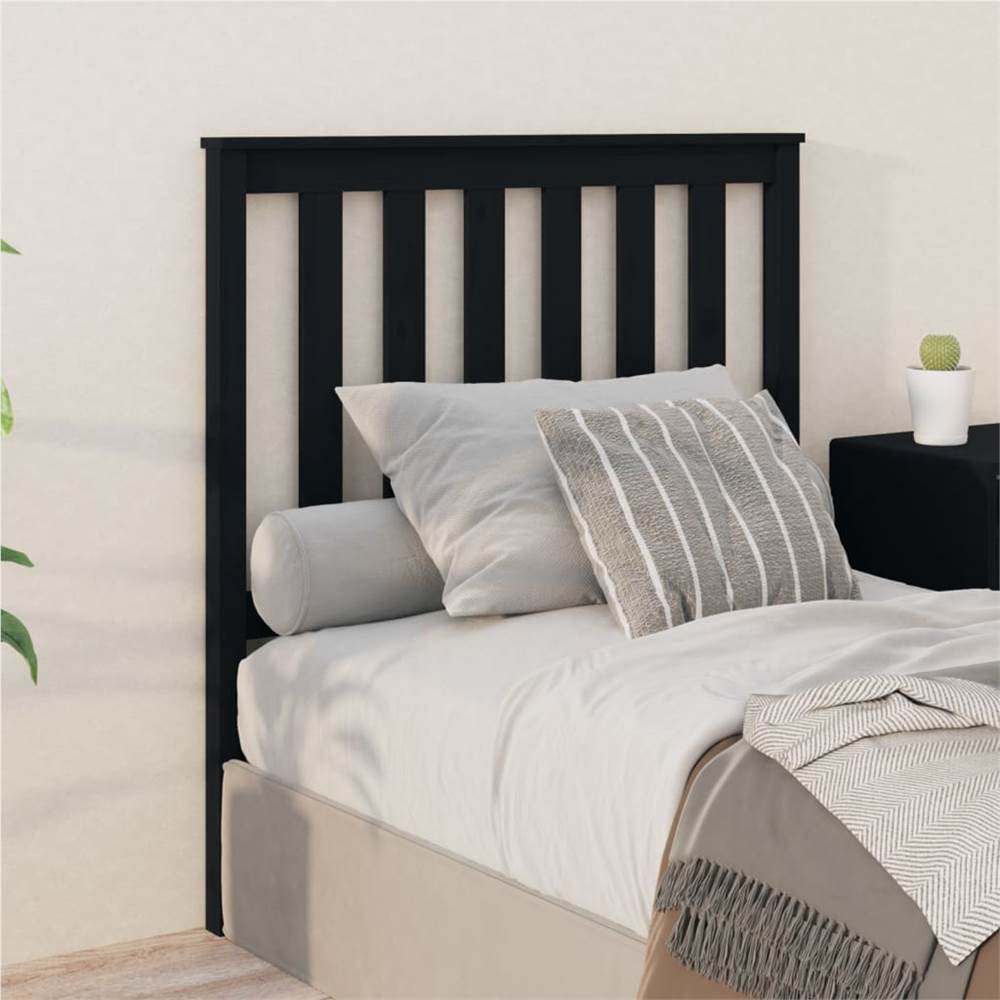 Bed Headboard Black 96x6x101 cm Solid Wood Pine