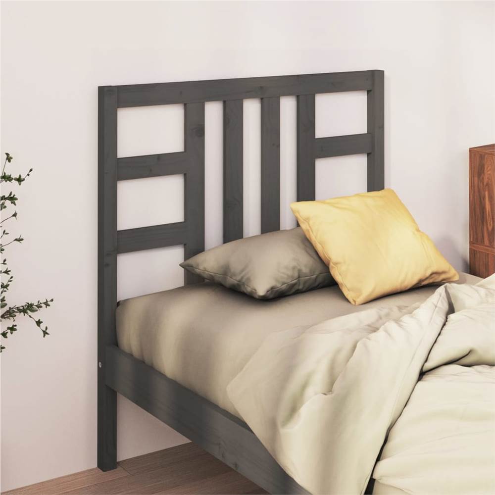 Bed Headboard Grey 106x4x100 cm Solid Wood Pine
