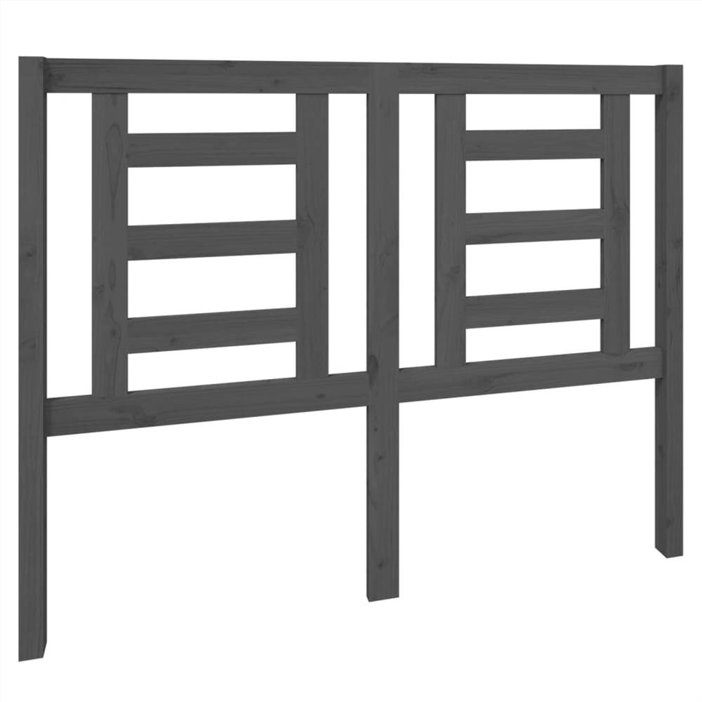 Bed Headboard Grey 126x4x100 cm Solid Wood Pine