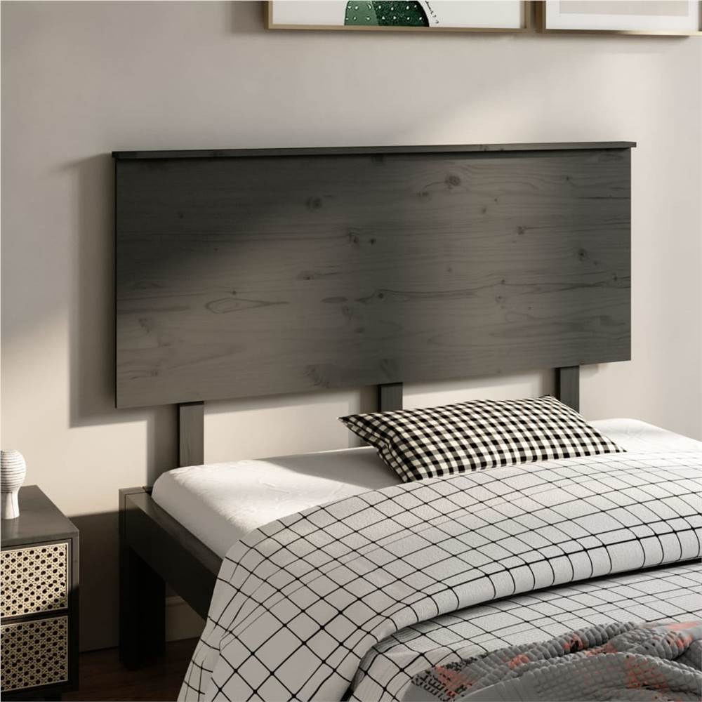 Bed Headboard Grey 139x6x82.5 cm Solid Wood Pine