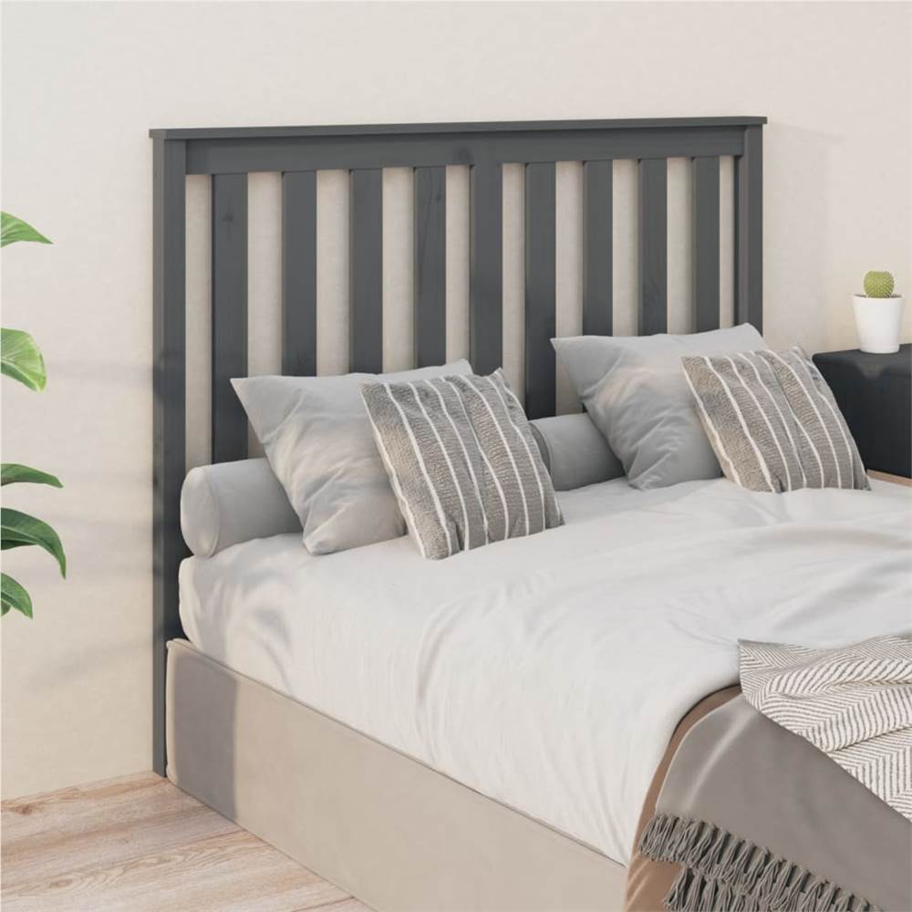 Bed Headboard Grey 141x6x101 cm Solid Wood Pine