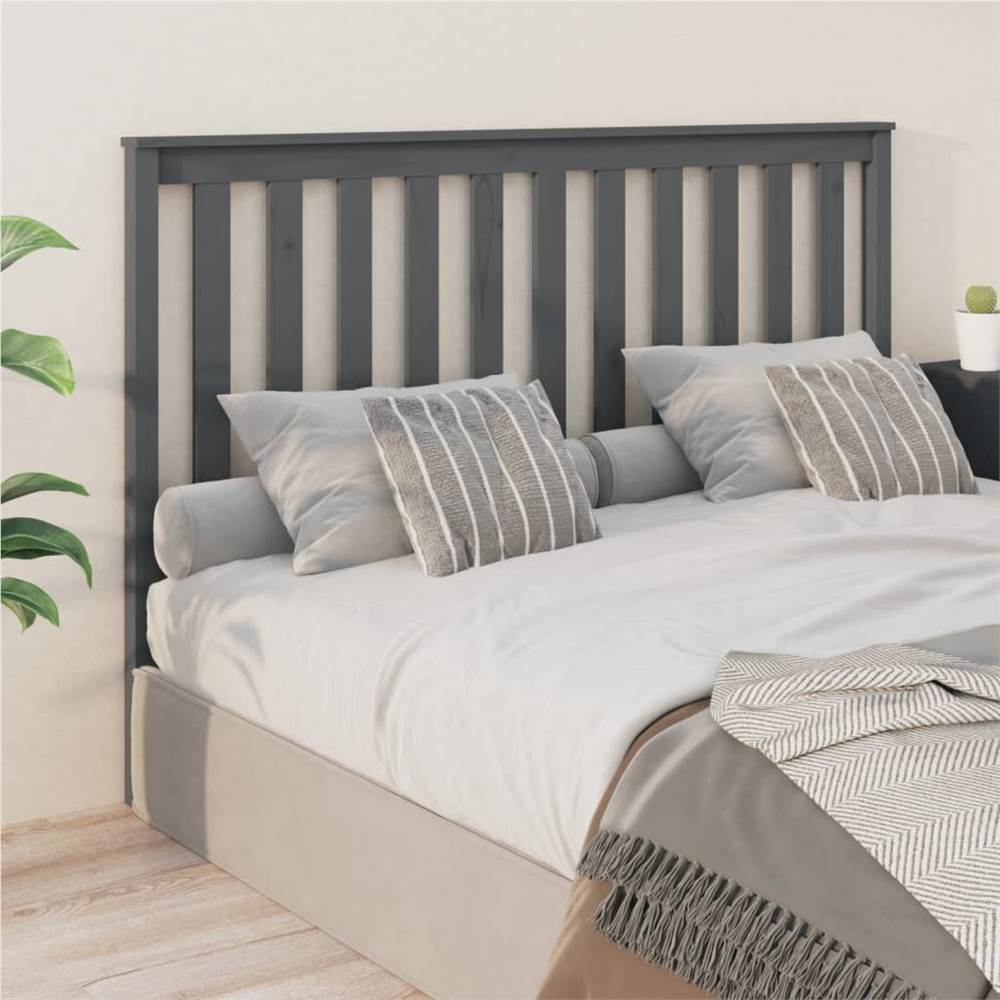 Bed Headboard Grey 156x6x101 cm Solid Wood Pine
