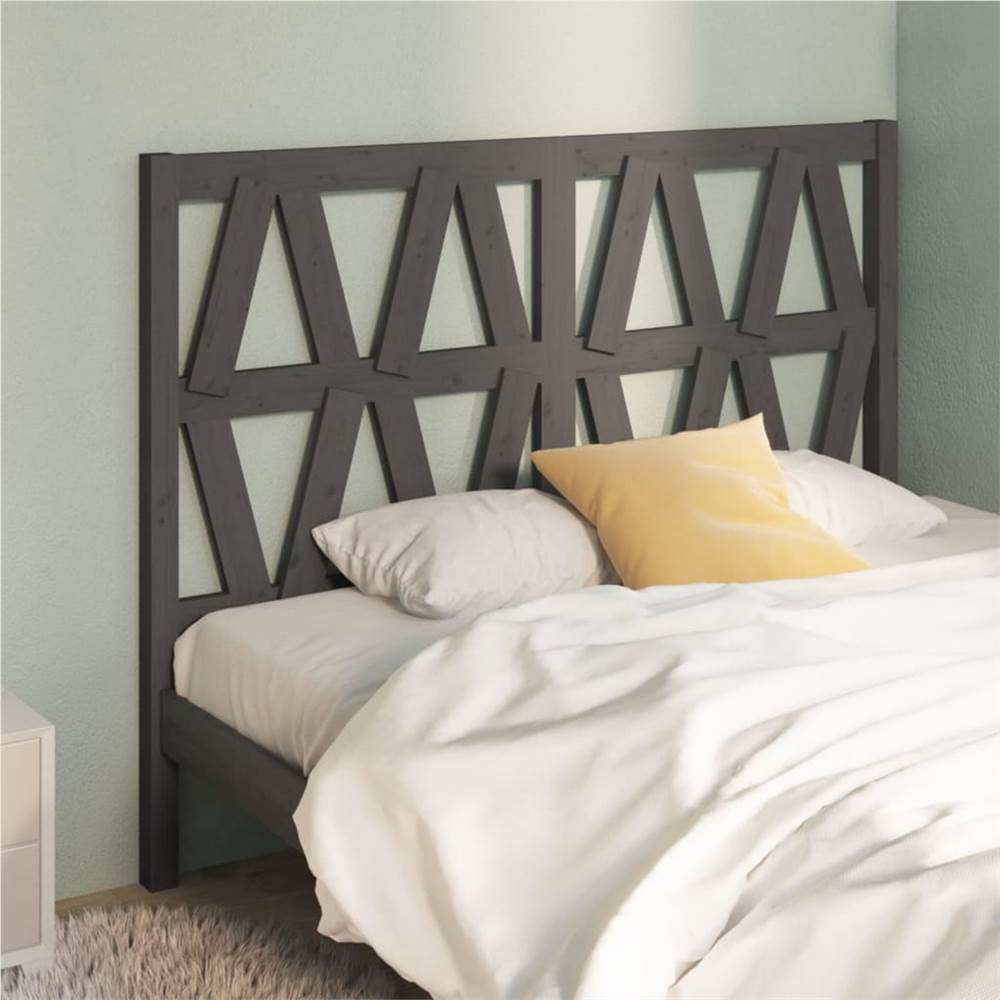Bed Headboard Grey 166x4x100 cm Solid Wood Pine