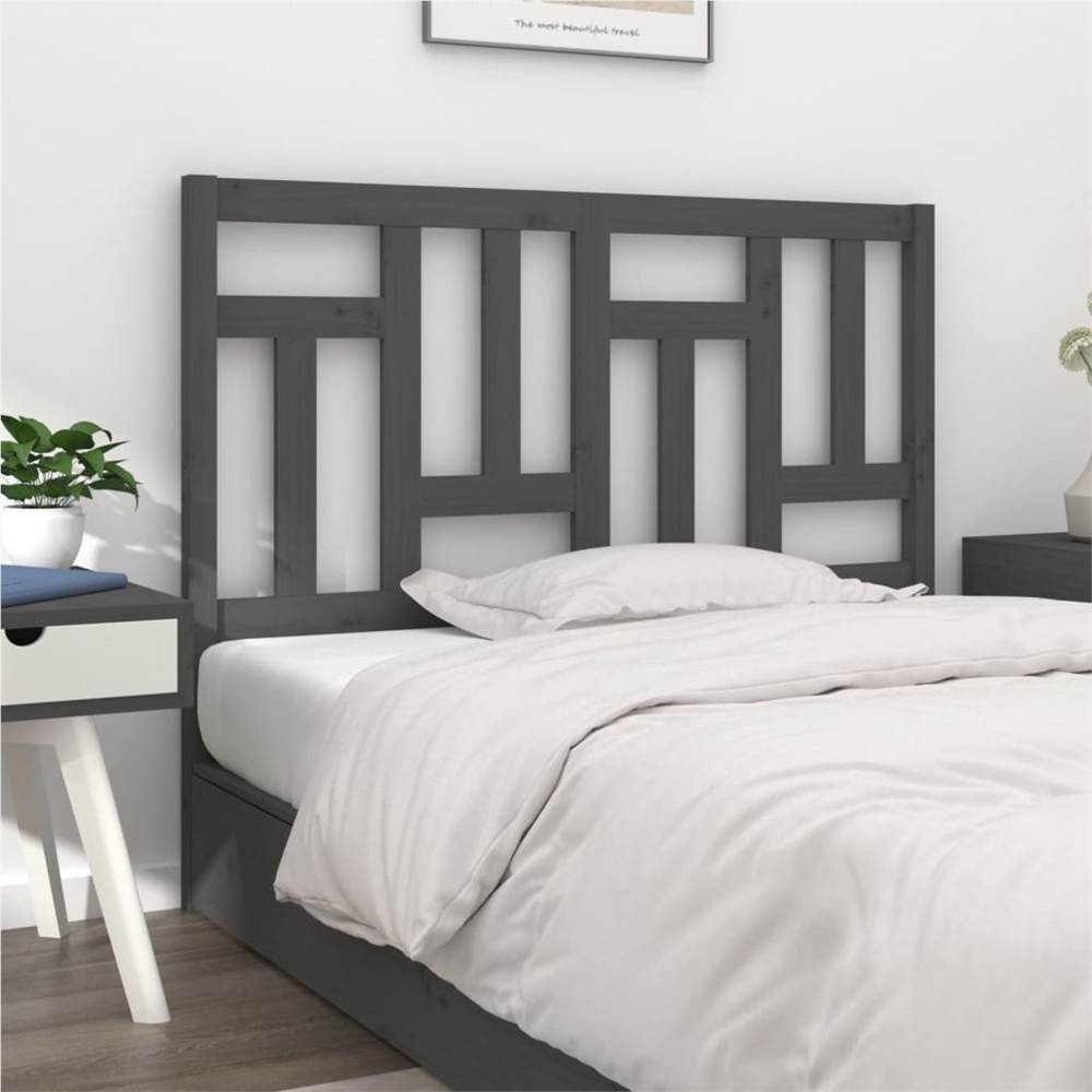 Bed Headboard Grey 205.5x4x100 cm Solid Wood Pine