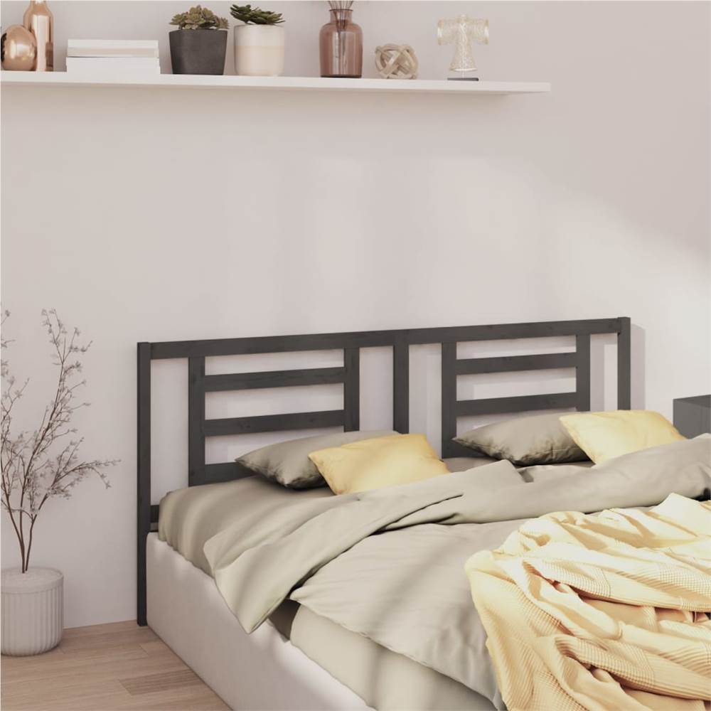 Bed Headboard Grey 206x4x100 cm Solid Pine Wood