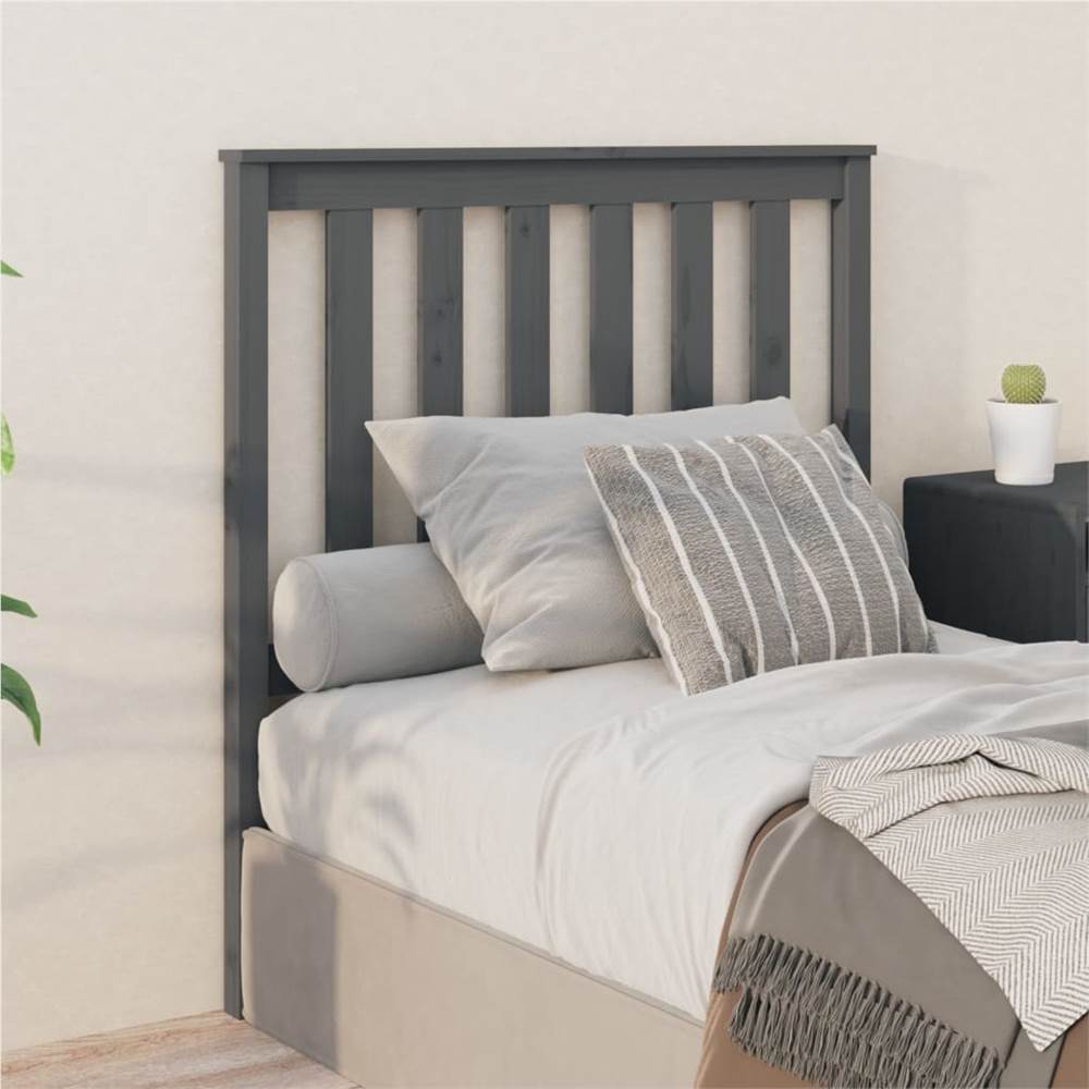 Bed Headboard Grey 96x6x101 cm Solid Wood Pine
