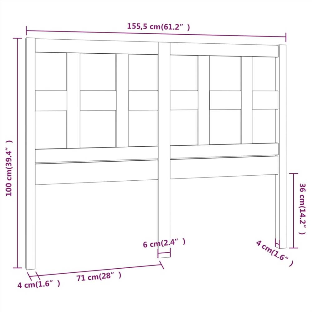 Bed Headboard Honey Brown 155.5x4x100 cm Solid Wood Pine