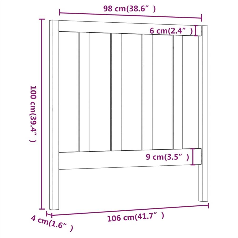 Bed Headboard White 106x4x100 cm Solid Wood Pine