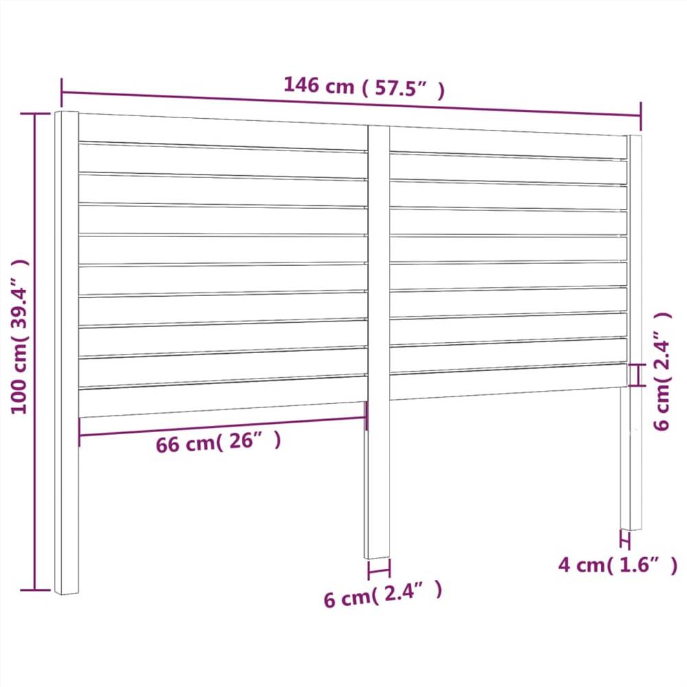 Bed Headboard White 146x4x100 cm Solid Wood Pine