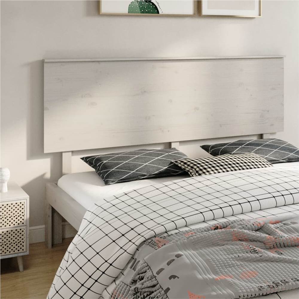 Bed Headboard White 184x6x82.5 cm Solid Wood Pine