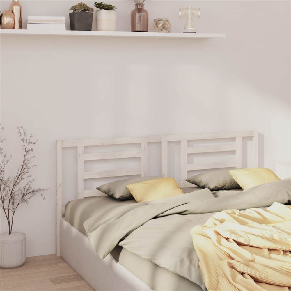 Bed Headboard White 206x4x100 cm Solid Pine Wood