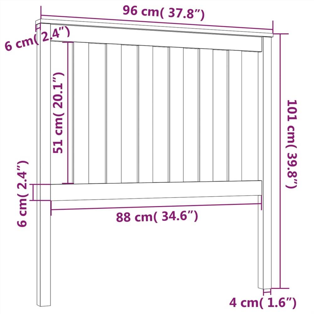 Bed Headboard White 96x6x101 cm Solid Wood Pine