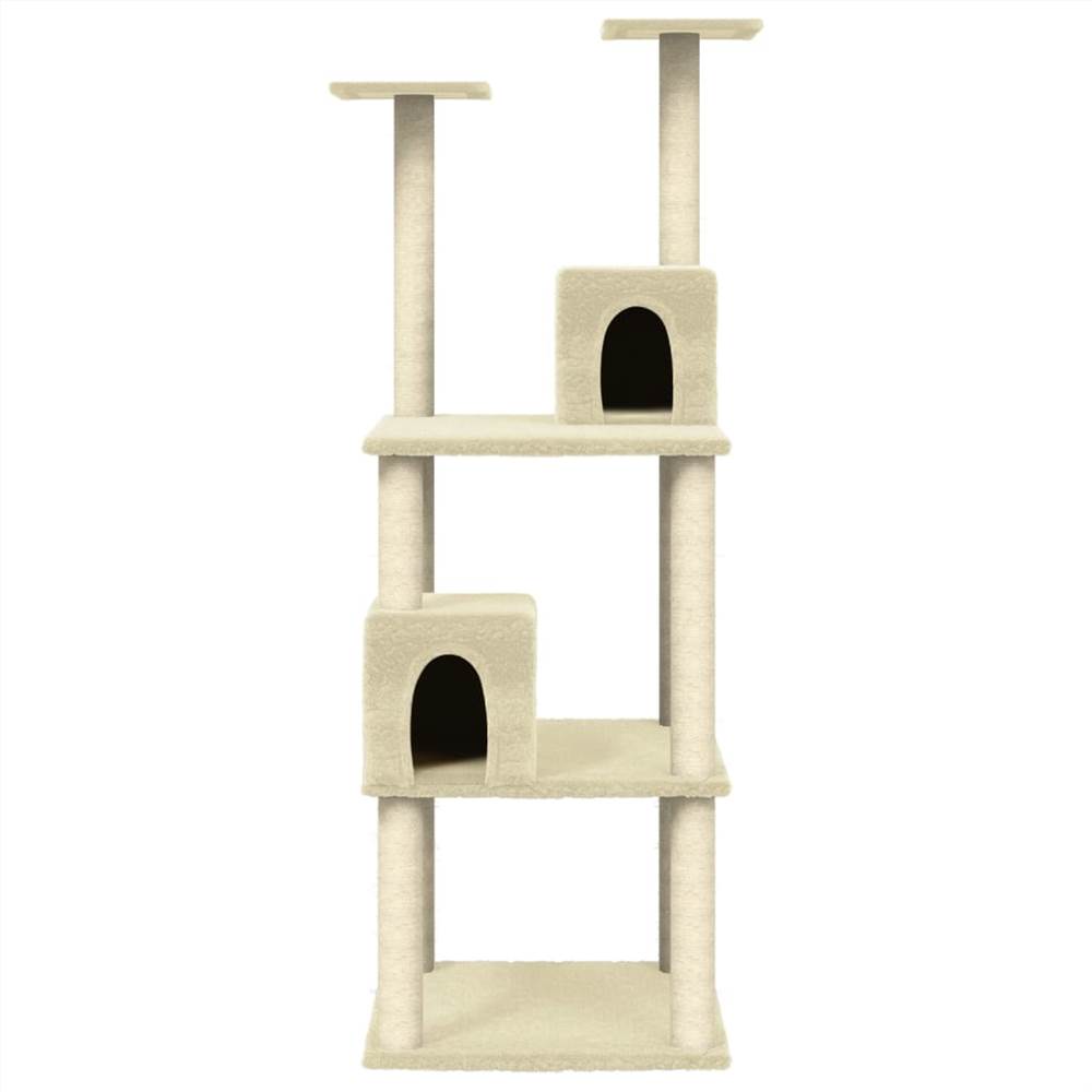 Cat Tree with Sisal Scratching Posts Cream 141 cm