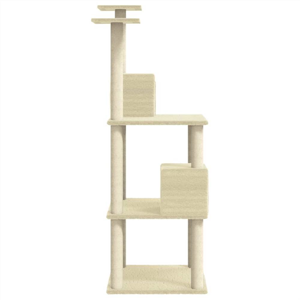 Cat Tree with Sisal Scratching Posts Cream 141 cm