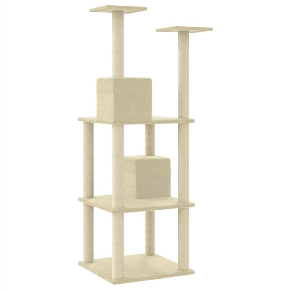 Cat Tree with Sisal Scratching Posts Cream 141 cm
