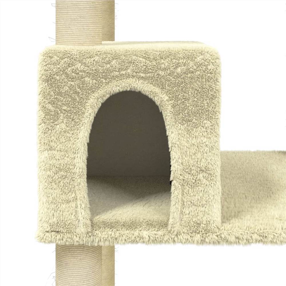 Cat Tree with Sisal Scratching Posts Cream 141 cm