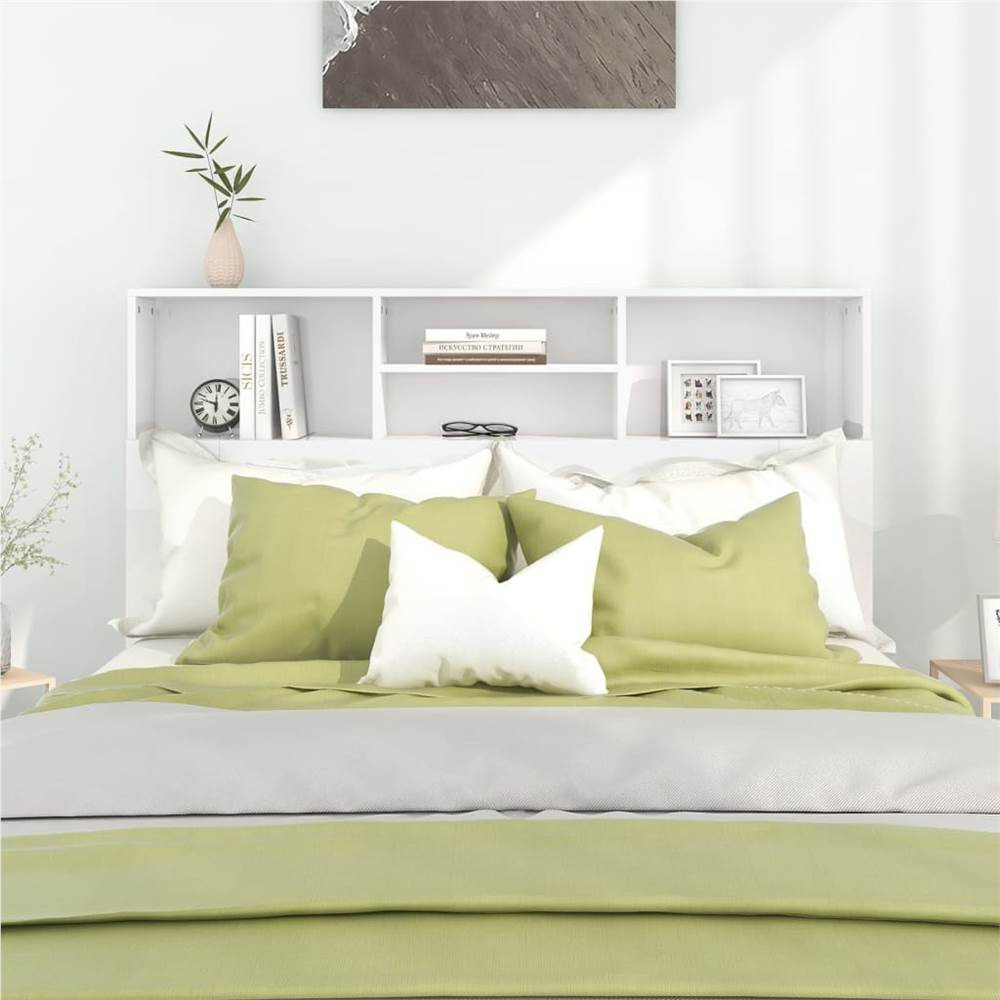 Headboard Cabinet High Gloss White 140x19x103.5 cm