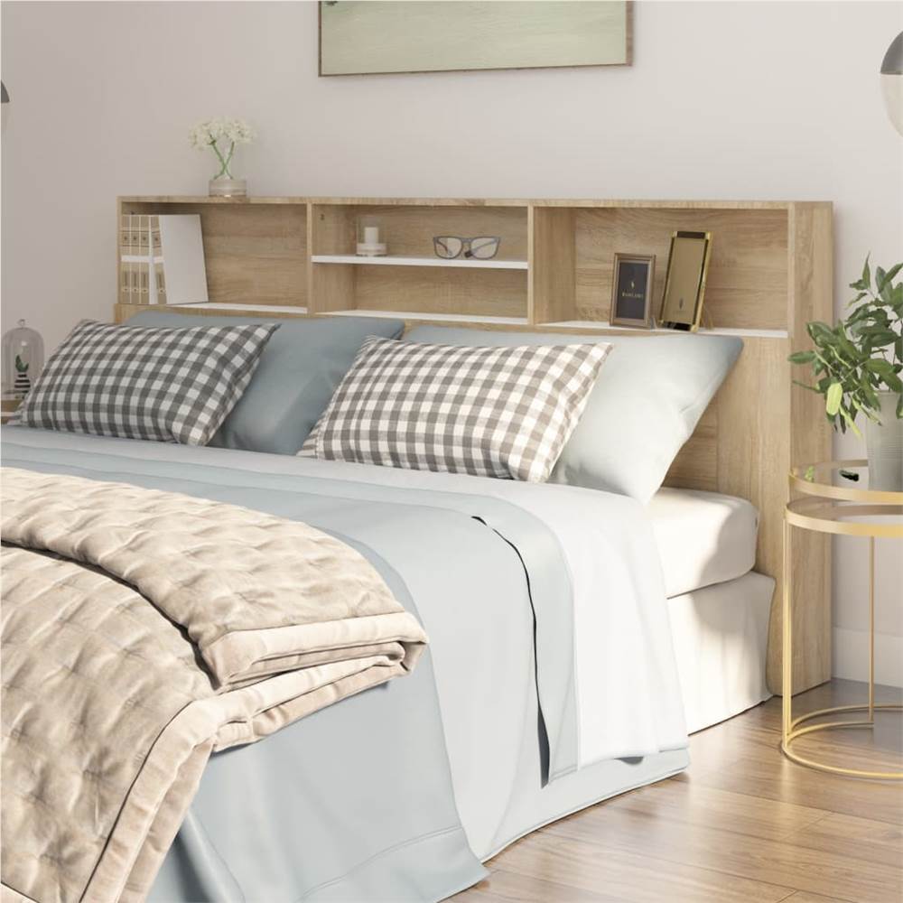 

Headboard Cabinet White and Sonoma Oak 200x19x103.5 cm