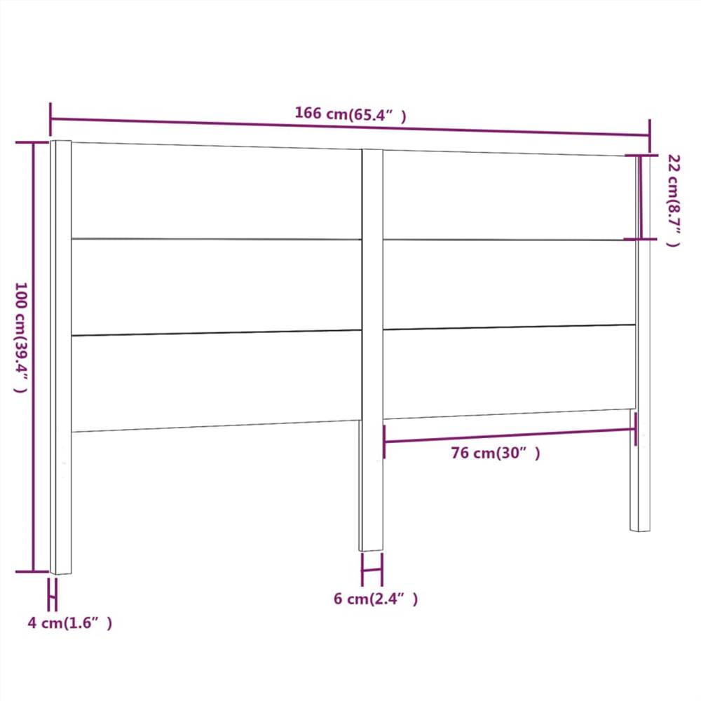 Headboard White 166x4x100 cm Solid Wood Pine