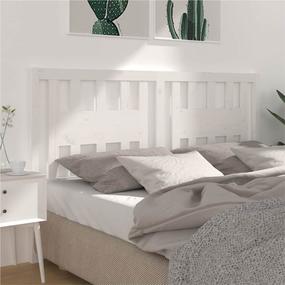 Headboard White 206x4x100 cm Solid Wood Pine