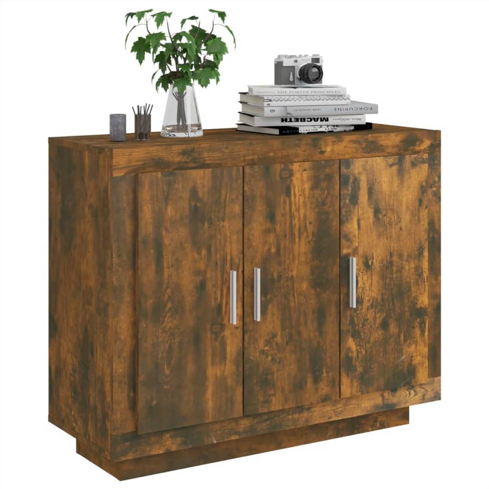 Sideboard Smoked Oak 92x35x75 Cm Engineered Wood 9 Sideboard Smoked Oak 92x35x75 cm Engineered Wood