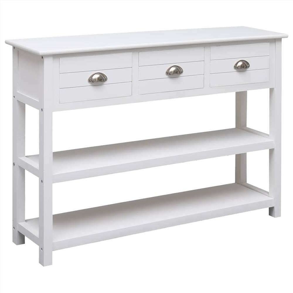 Sideboard White 108x30x76 cm Solid Paulownia Wood