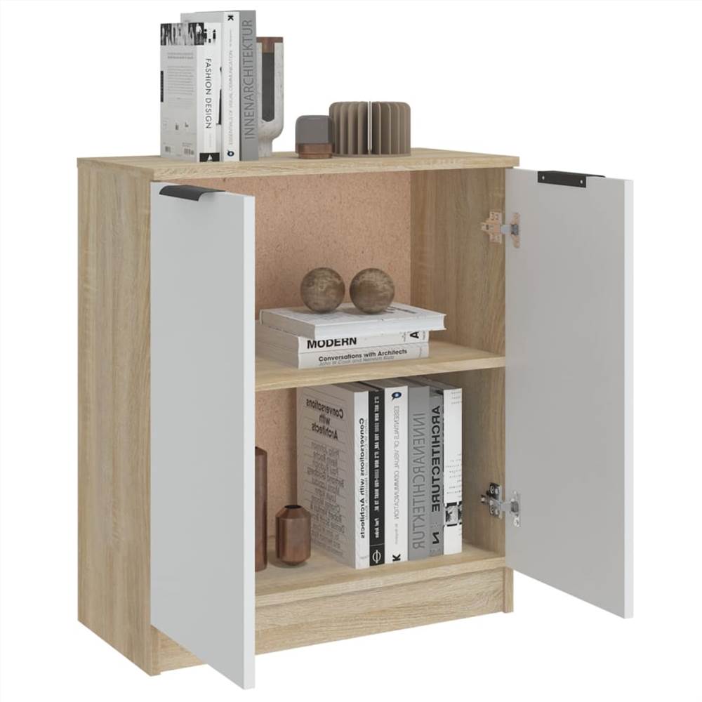 Sideboard White&Sonoma Oak 60x30x70 cm Engineered Wood