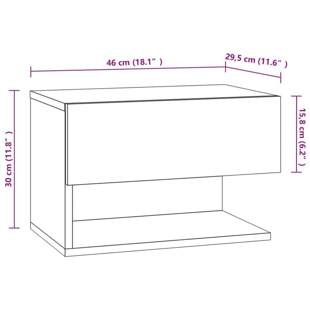 Wall Bedside Cabinet Brown Oak Engineered Wood