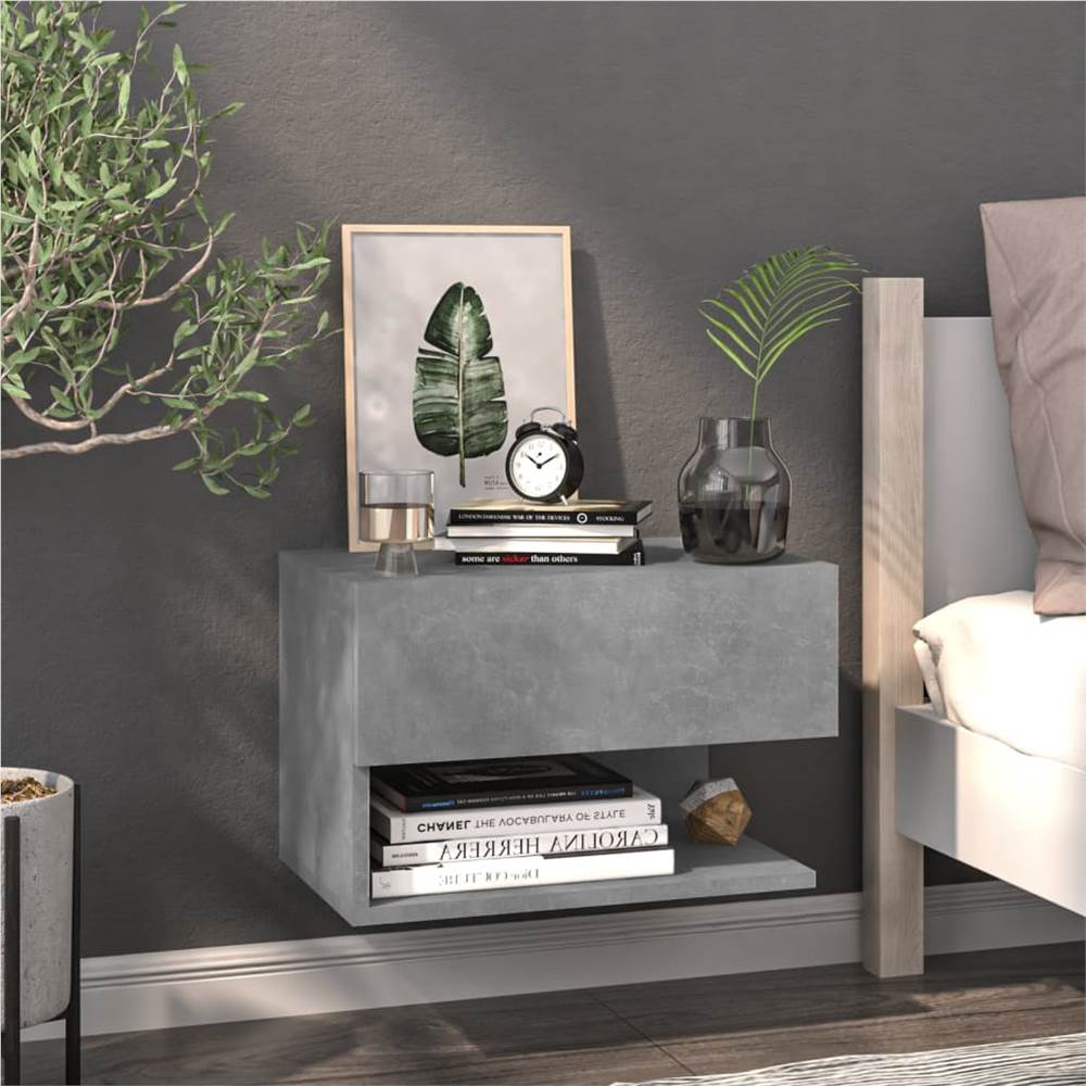 

Wall Bedside Cabinet Concrete Grey Engineered Wood