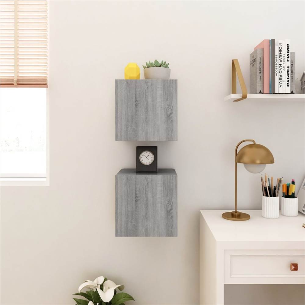 Wall Mounted TV Cabinet 2 Pcs Grey Sonoma 30.5x30x30 Cm 9 Wall Mounted TV Cabinet 2 pcs Grey Sonoma 30.5x30x30 cm