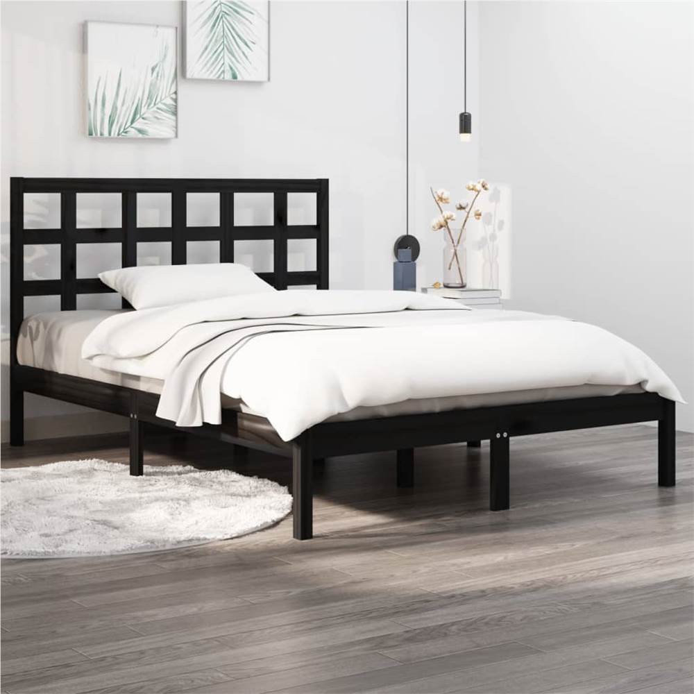 

Bed Frame Black Solid Wood 180x200 cm 6FT Super King