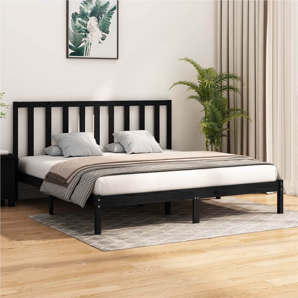 

Bed Frame Black Solid Wood Pine 200x200 cm