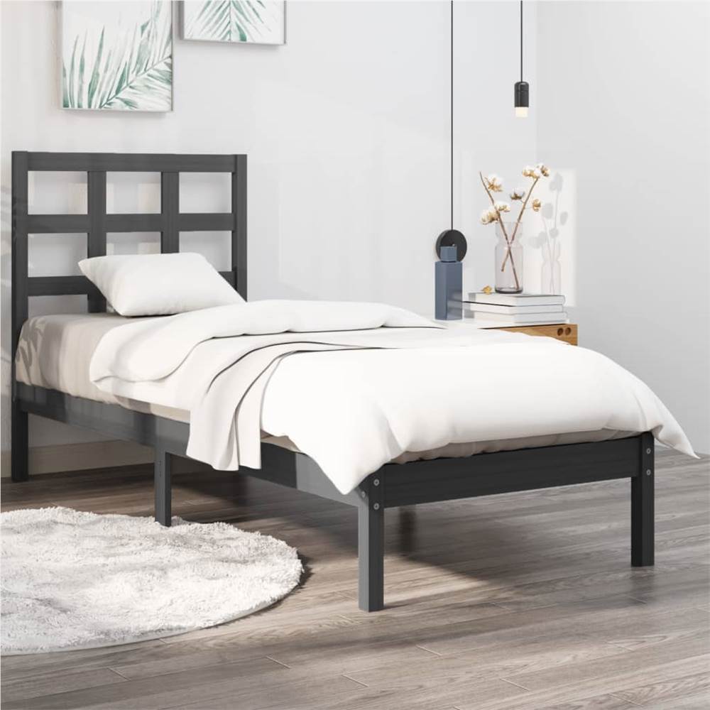 

Bed Frame Grey Solid Wood 100x200 cm