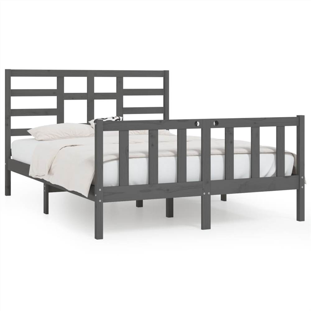 Bed Frame Grey Solid Wood 150x200 cm 5FT King Size